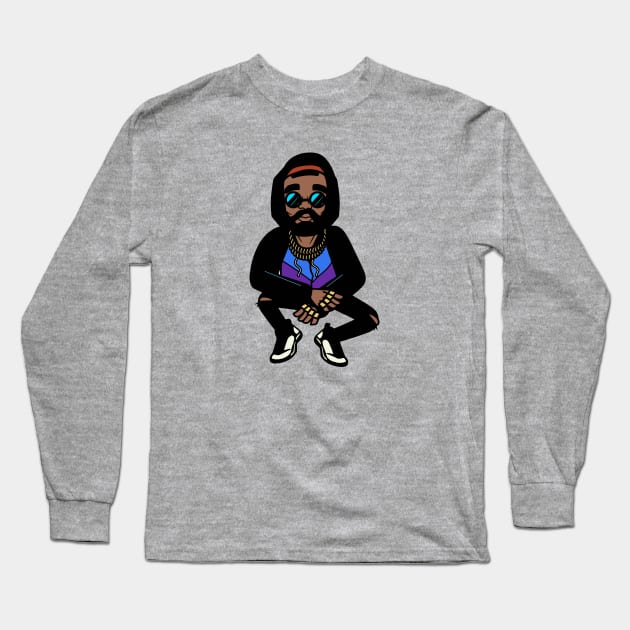 Cool Retro Hip Hop Cartoon Character Long Sleeve T-Shirt by SLAG_Creative